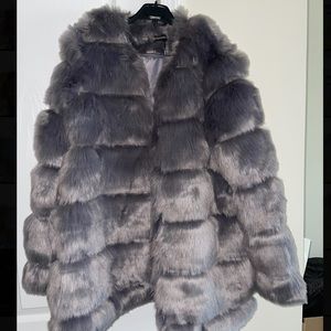 Grey purpleish Fur coat size large
